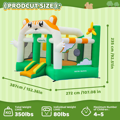 Inflatable Bounce House for Kids with Blower, Bouncy Jumping Castle with Slide, Large Bounce Area Cute Theme Thick and Durable for Outdoor Indoor Play