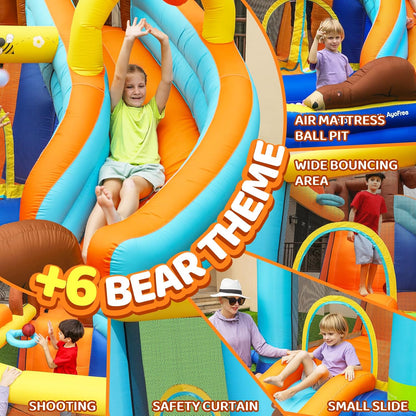 Inflatable Bounce House for Kids Fun, Double Slide Jumping Inflatable Bouncer Blow Up Toddler Bouncy House with Blower Use for Indoor & Outdoor