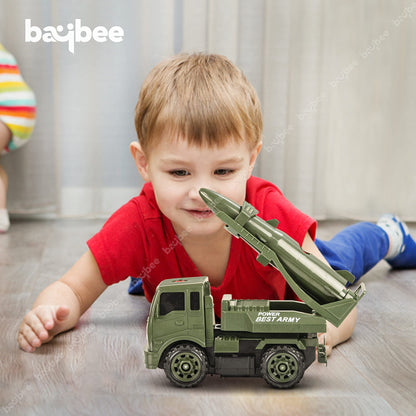 BAYBEE Friction Powered Push and Go Military Truck Toys for Kids