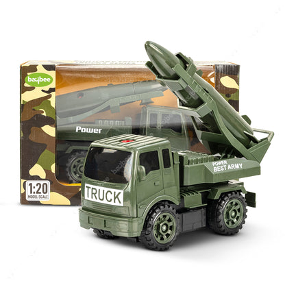 BAYBEE Friction Powered Push and Go Military Truck Toys for Kids