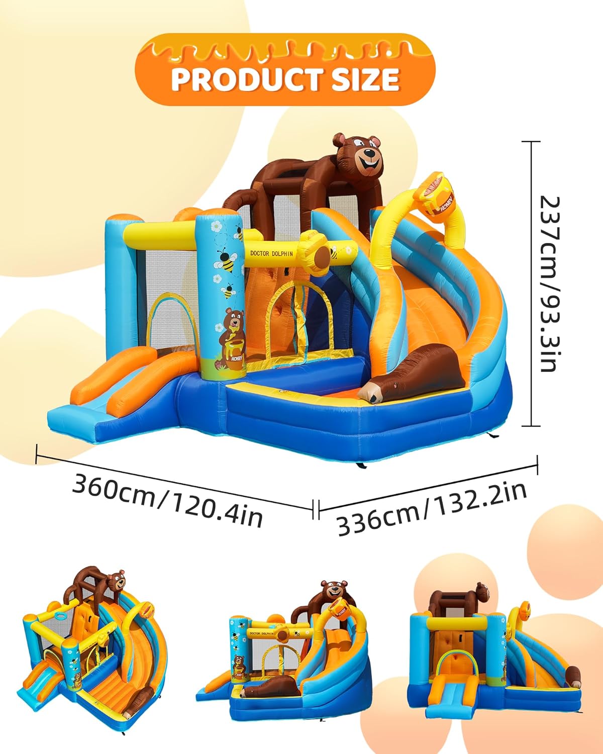 Inflatable Bounce House for Kids Fun, Double Slide Jumping Inflatable Bouncer Blow Up Toddler Bouncy House with Blower Use for Indoor & Outdoor