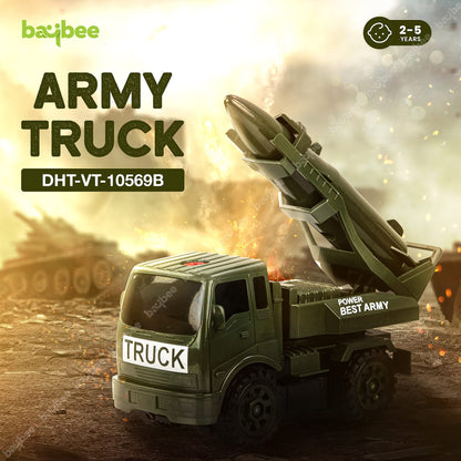 BAYBEE Friction Powered Push and Go Military Truck Toys for Kids