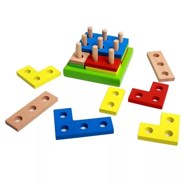Wooden Geometric Stacking Puzzle – Shape-Matching Toy