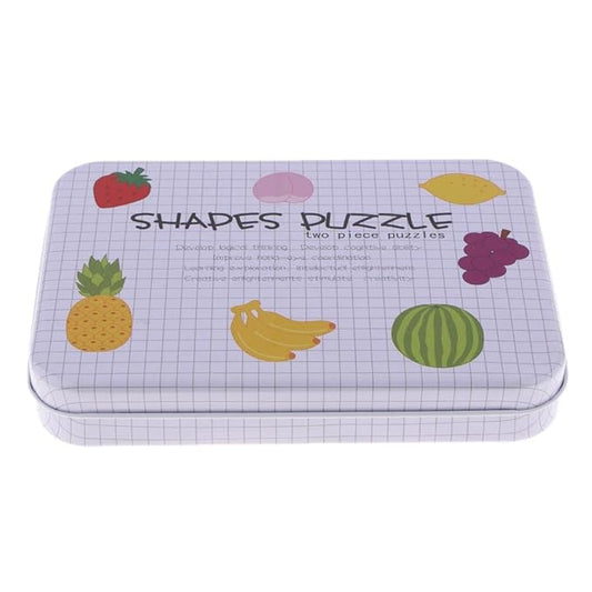 Wooden 2 pc shape puzzle with steel box Fruits - EKT0733