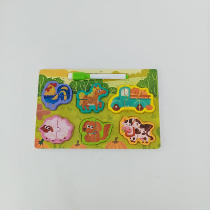 Wooden Puzzles writing board - great for learning - Domestic Animals - EKT2394