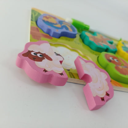 Wooden Puzzles writing board - great for learning - Domestic Animals - EKT2394