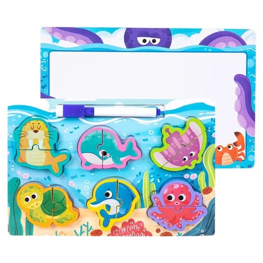 Wooden Puzzles writing board - great for learning - Sea Animals - EKT2395