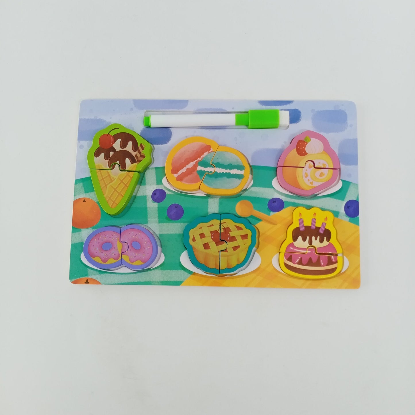 Wooden Puzzles writing board - great for learning - Junk Foods - EKT2396