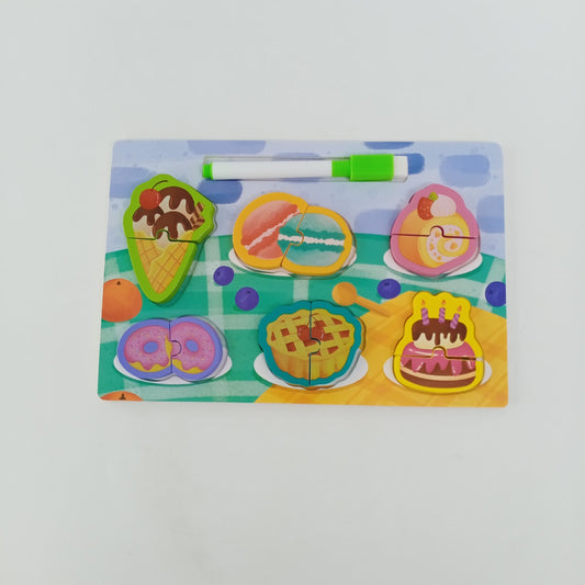 Wooden Puzzles writing board - great for learning - Junk Foods - EKT2396