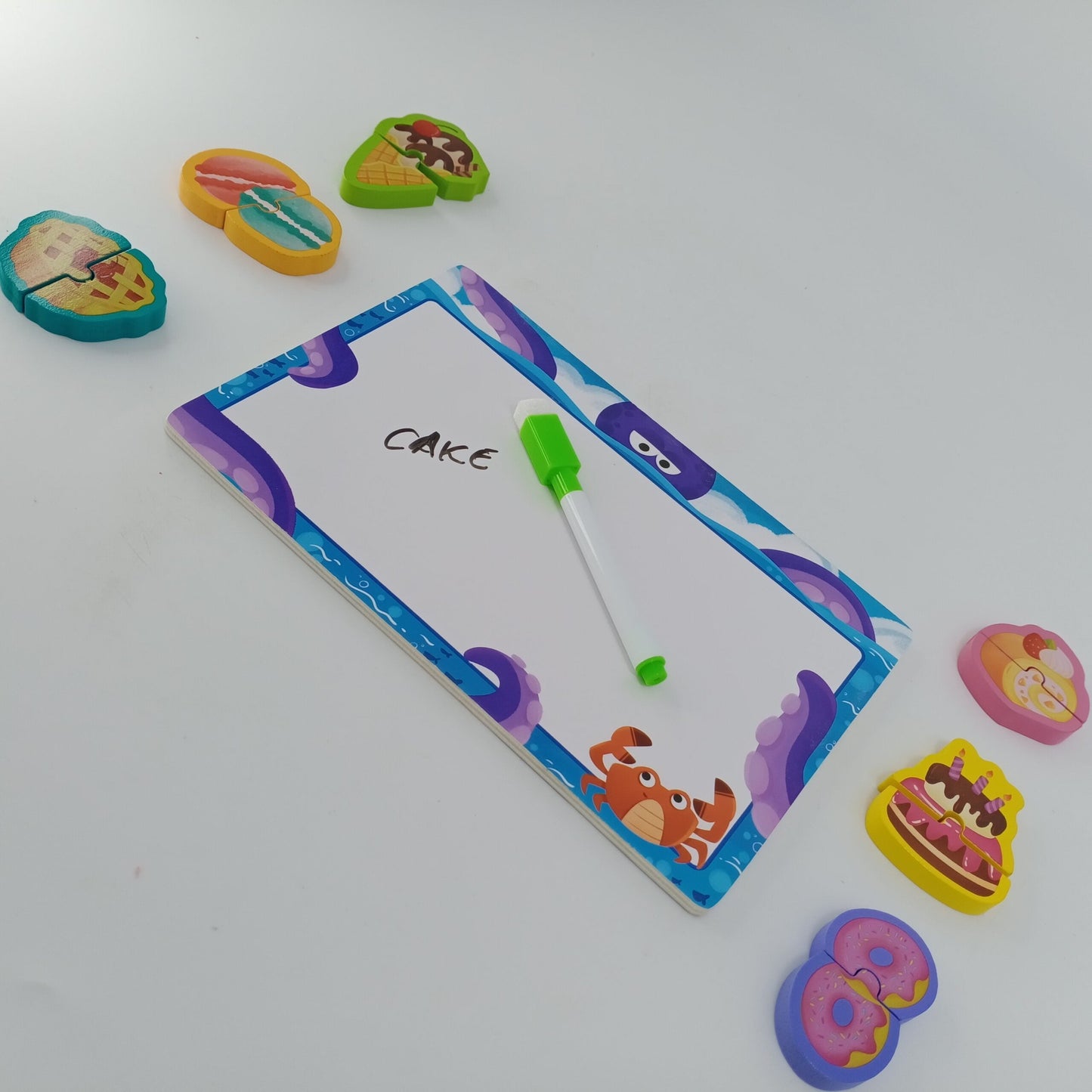 Wooden Puzzles writing board - great for learning - Junk Foods - EKT2396