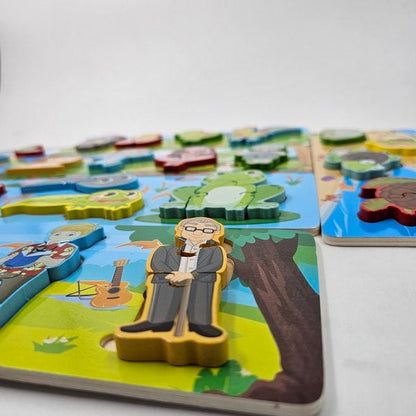 Wooden life cycle jigsaw puzzle board with mini sketchpad 1pc random design will be shipped - EKT2704