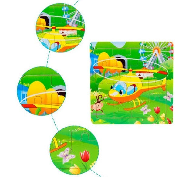 Wooden 16-Piece Jigsaw Puzzle - Problem-Solving Game