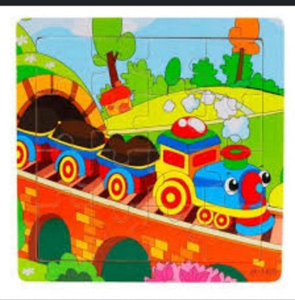 Wooden 16-Piece Jigsaw Puzzle - Problem-Solving Game