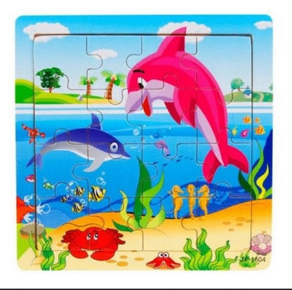 Wooden 16-Piece Jigsaw Puzzle - Problem-Solving Game