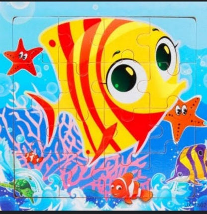 Wooden 16-Piece Jigsaw Puzzle - Problem-Solving Game