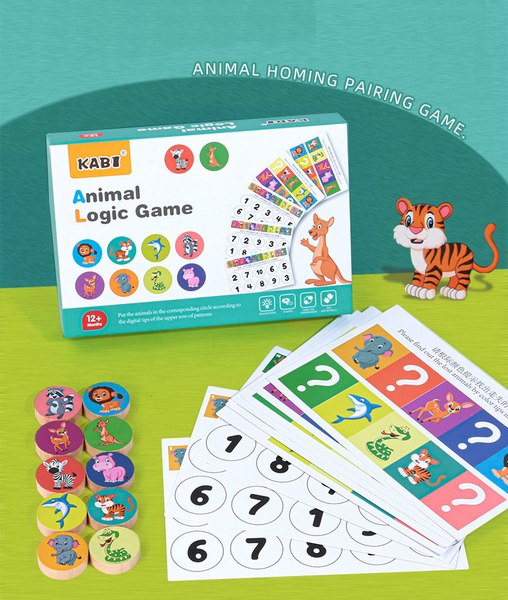 Wooden Four Color Animals Logic Game  - EKT2954