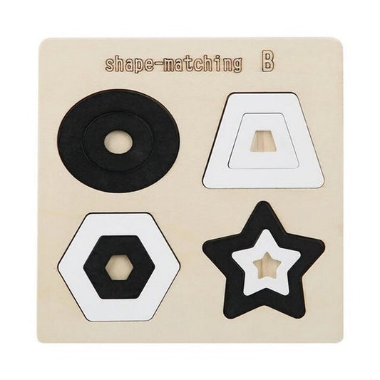 Wooden Shape Board Design B Black And White - EKT3007