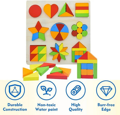 Wooden 3D Colourful Puzzle | Engaging Activity Toy (One Random Design Shipped)
