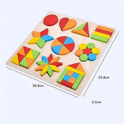 Wooden 3D Colourful Puzzle | Engaging Activity Toy (One Random Design Shipped)