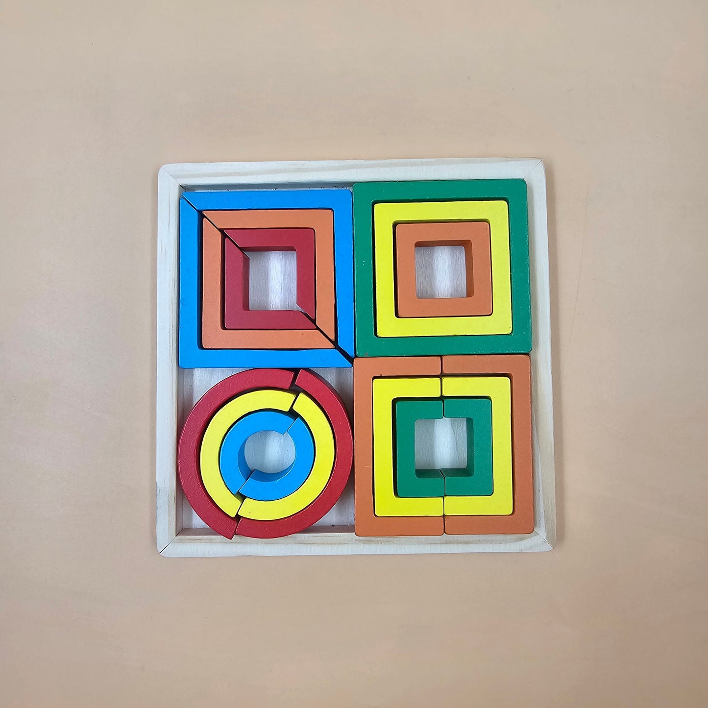 Wooden Geomentric Block Puzzle 1 Pc Random Design Will Be Shipped - EKT3256