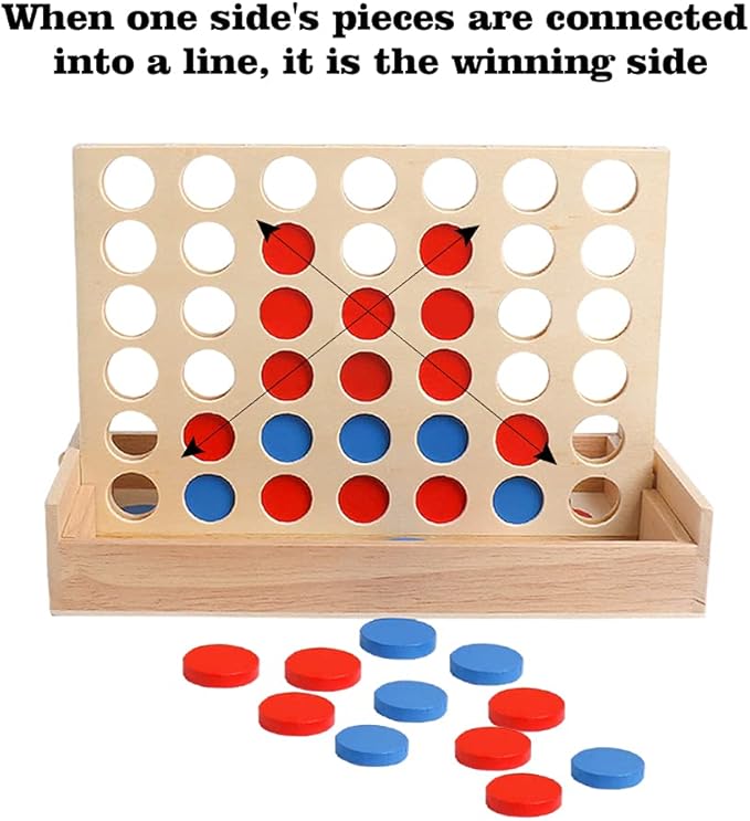 Wooden Connect 4 Game – Classic Strategy Game for Kids & Families