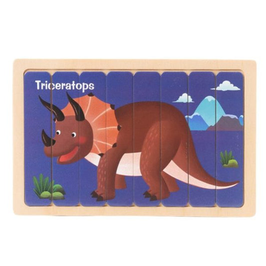 Wooden Double Sided 8Pc Stick Puzzle Dino - EKT3399