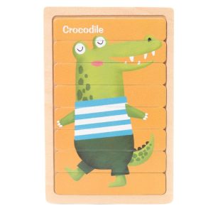 Wooden Double Sided 8Pc Stick Puzzle Animal - EKT3402