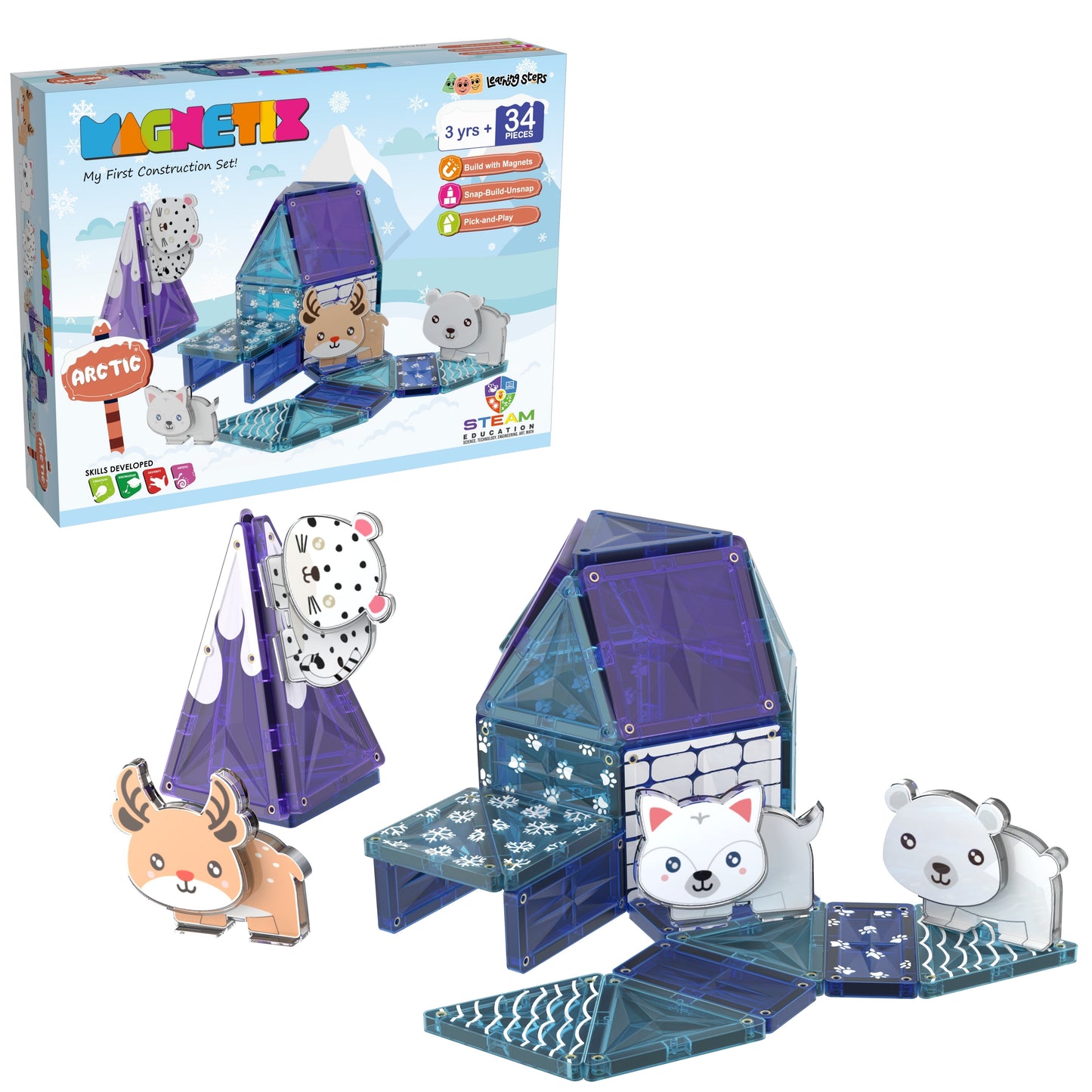 Magnetix Construction Set  Artic Theme 34 Pieces - EKT3655