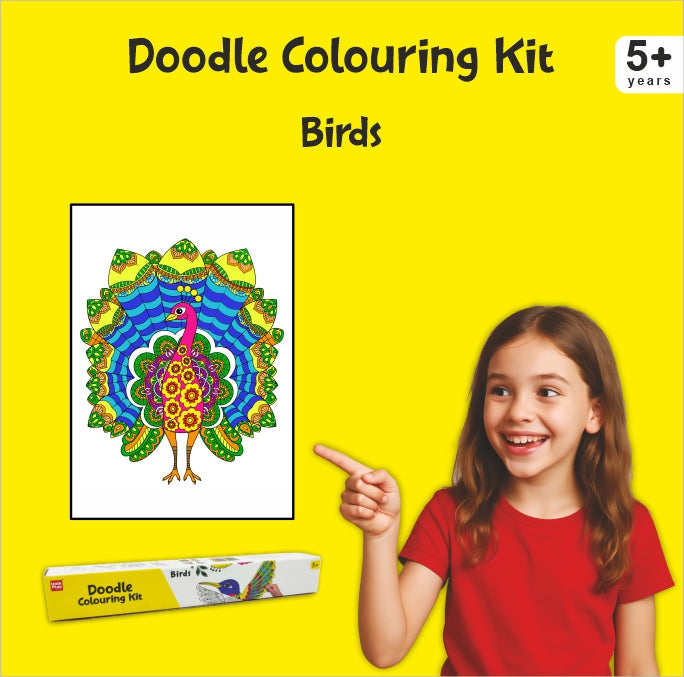 Doodle Coloring Kit - 4 *A3 Size Posters - Birds - EKT3704