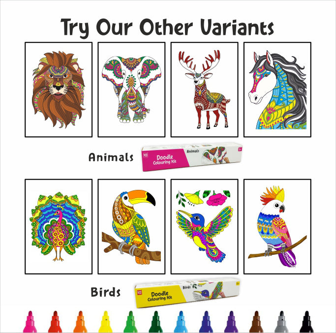 Doodle Coloring Kit - 4 *A3 Size Posters - Fantasy - EKT3714