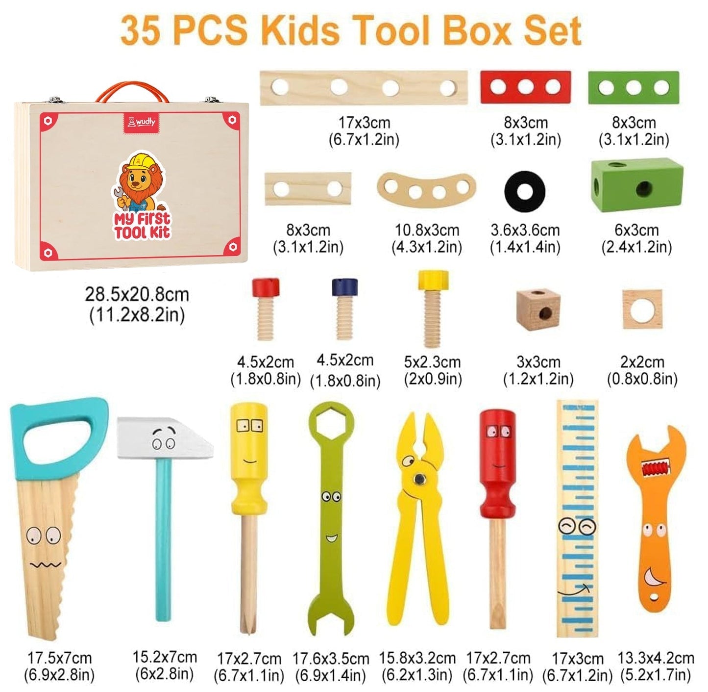 Wooden Tool Kit with Storage Box For Kids - EKT3825
