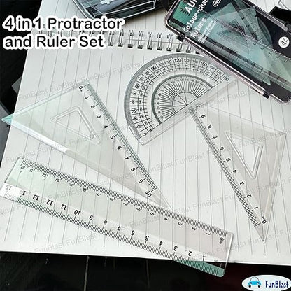Colour Changing Protractor And Ruler Sets 4 In 1 - EKT3885