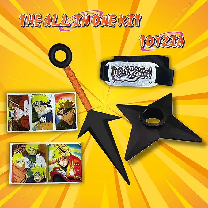 Naruto Toy Set, Kunai Knife With Headband And Shuriken Includes Free Stickers - EKT3902