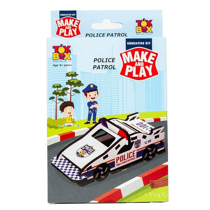 Make And Play Police Patrol Car Mdf Wooden Model Making Toy Vehicle Diy Kit For Kids - EKT3907