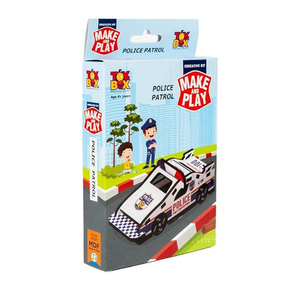 Make And Play Police Patrol Car Mdf Wooden Model Making Toy Vehicle Diy Kit For Kids - EKT3907