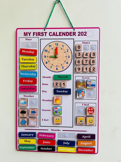 Wooden my first calendar with Velcro wall chart - EKW0254