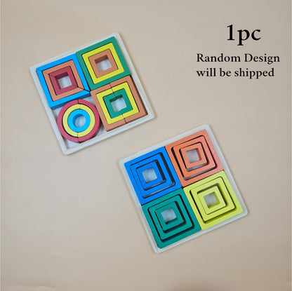 Wooden Geomentric Block Puzzle 1 Pc Random Design Will Be Shipped - EKT3256